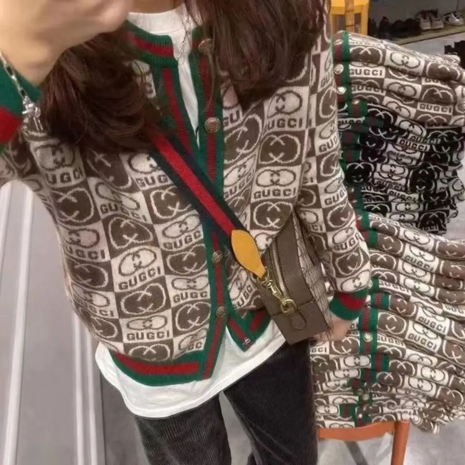 

2021 spring new women's sweater knitted cardigan full jacquard loose jacket