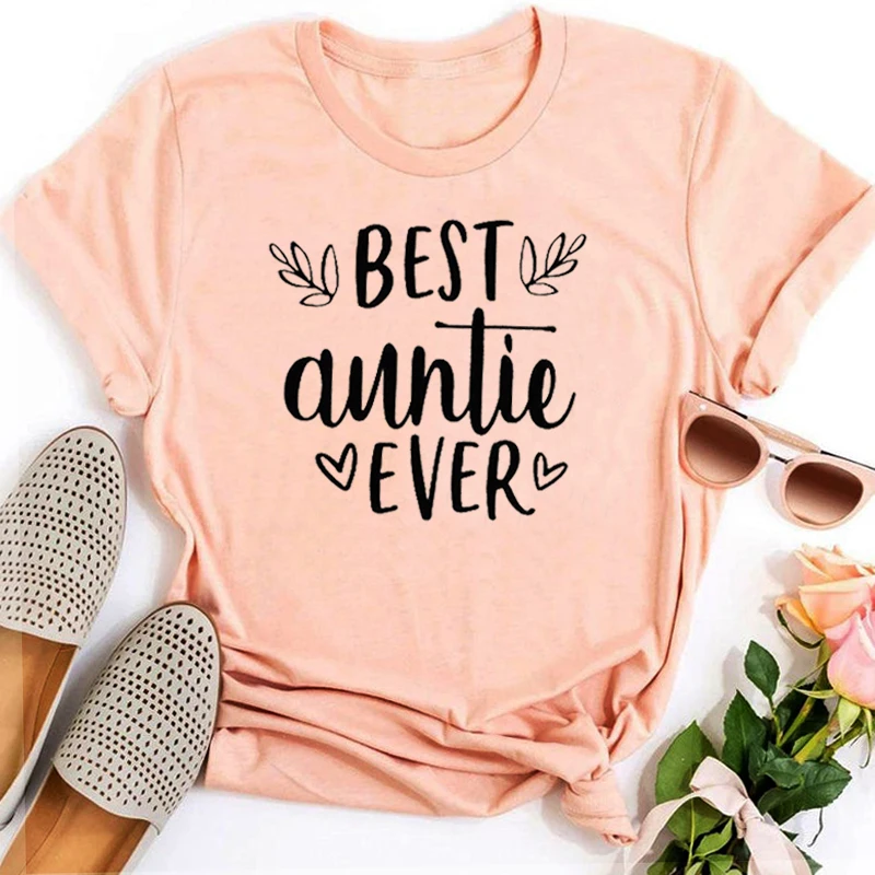 

Best Auntie Ever Shirt Aunt Gift Outfit Aesthetic T Shirt for Women New Auntie Tshirt 2021 World's Best Aunt Clothing Letter XL