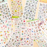 6sheetspack kawaii cute cartoon animals transparent sticker hand account decoration collage diy material stationery stickers