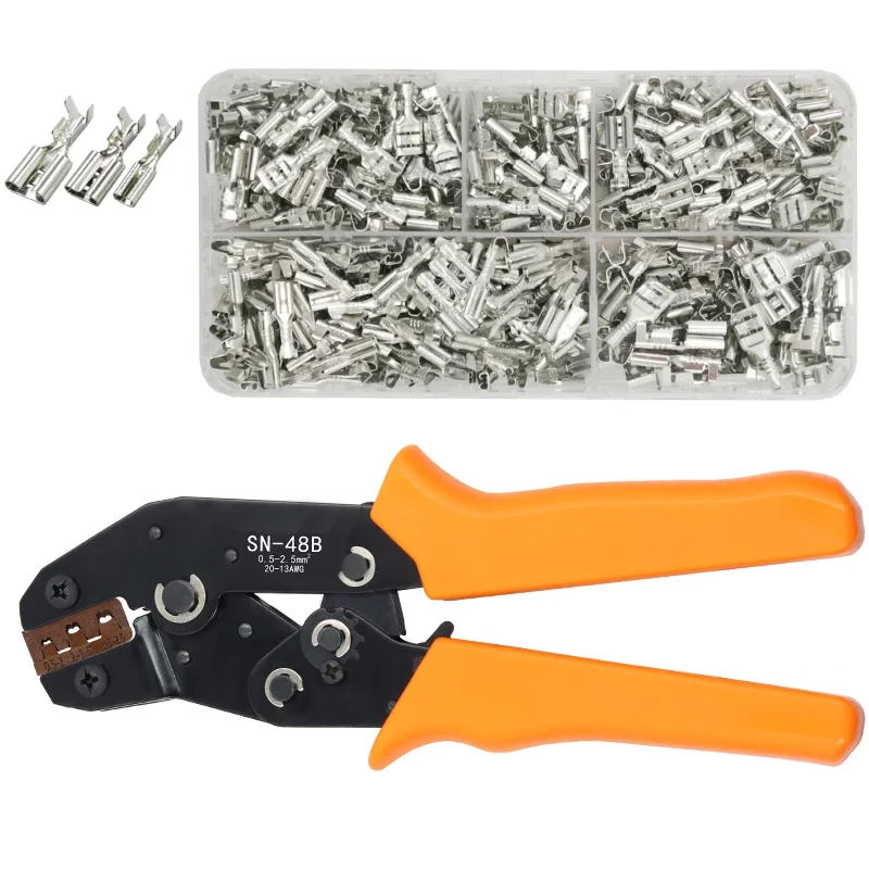 

SN-48B Wire Crimping Pliers 0.5-2.5mm2 20-13AWG Precision Jaw With Box TAB 2.8 4.8 6.3 Terminals Sets Electrical Hand Tools