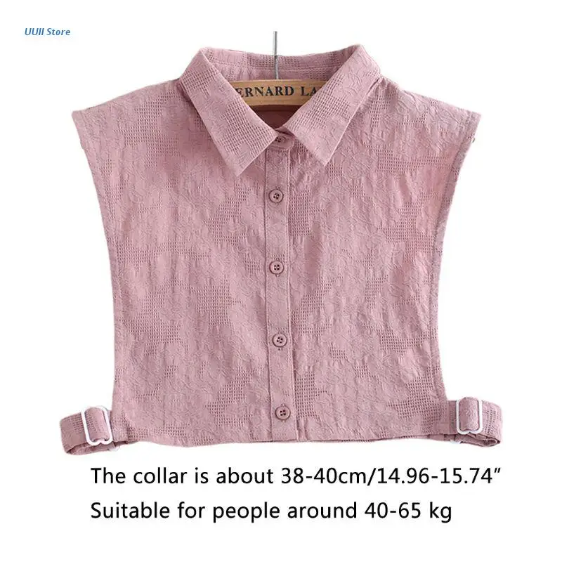 

Womens Crochet Lace Fake Collar Cameo Brown Button Down Detachable Half-Shirt