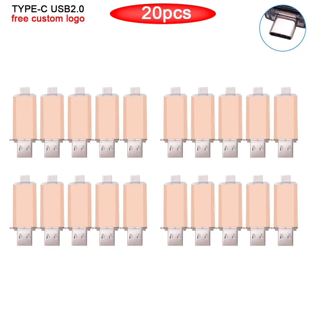 

20 шт./лот USB 2,0 Type-C USB флеш-накопитель с бесплатным логотипом 32 Гб 64 Гб 128 ГБ usb флеш-накопитель 16 Гб Флешка карта памяти для фотографии