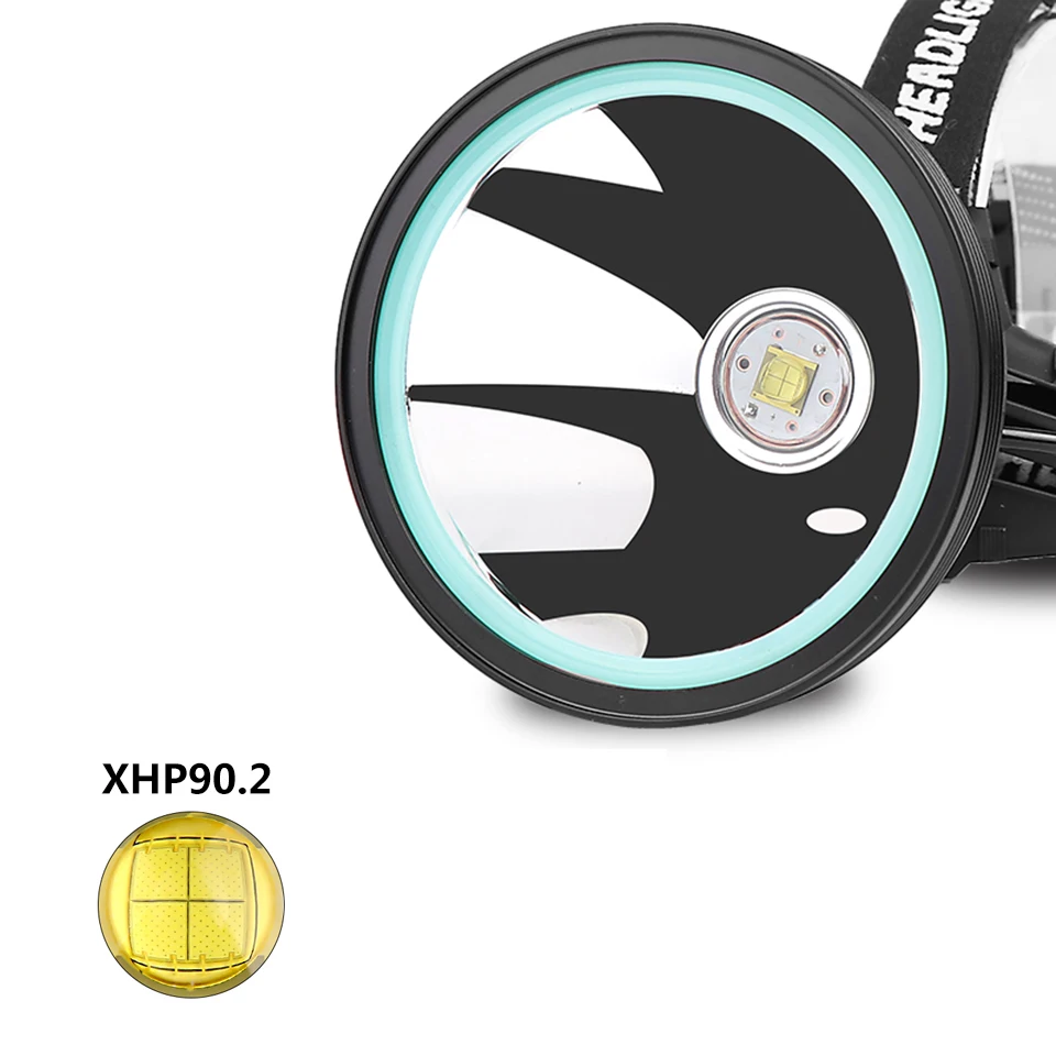 Xhp90.2 White Yellow Color Led Headlamp Headlight Head Lamp Flashlight Torch 32W Bulbs 3* 18650 Battery Power Bank 7800mah Light | Лампы и