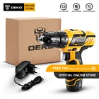 DEKO GCD10.8DU3 10,8 V Аккумуляторная дрель, электрическая отвертка, литий-ионный мини-драйвер, светодиодный драйвер с переменной скоростью, стандартный набор