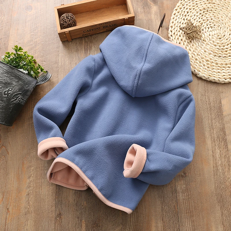 

Children's fleece Coats 2020 new children's clothing spring and autumn boys and girls hooded jacket baby plus velvet Outerwear