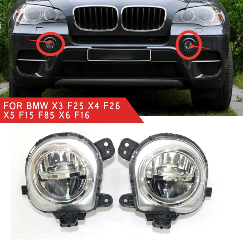 

pcmos Front Bumper Pair Fog Light Lamp LED For BMW X3 F25 X4 F26 X5 F15 F85 X6 F16 2014-2016 Car Light Assembly Auto Parts New
