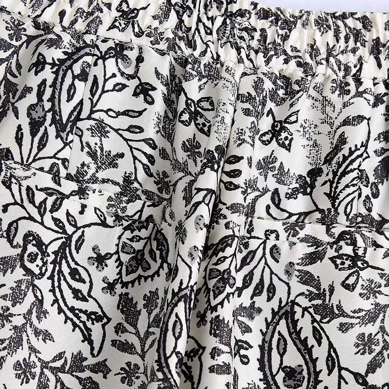 

Za 2021 Women Summer Fashion Suit Shirts Vintage Printing Blouse Long sleeve Tops+High waist Pants 2 piece set Female clothing