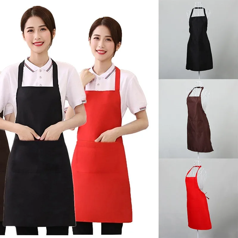 

Adjustable Apron With Pockets Craft Baking Chefs Polyester Catering Butcher Kitchen Cooking BBQ