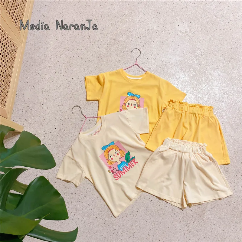 

2021 summer girls children small beauties knit suit home wear clothing set