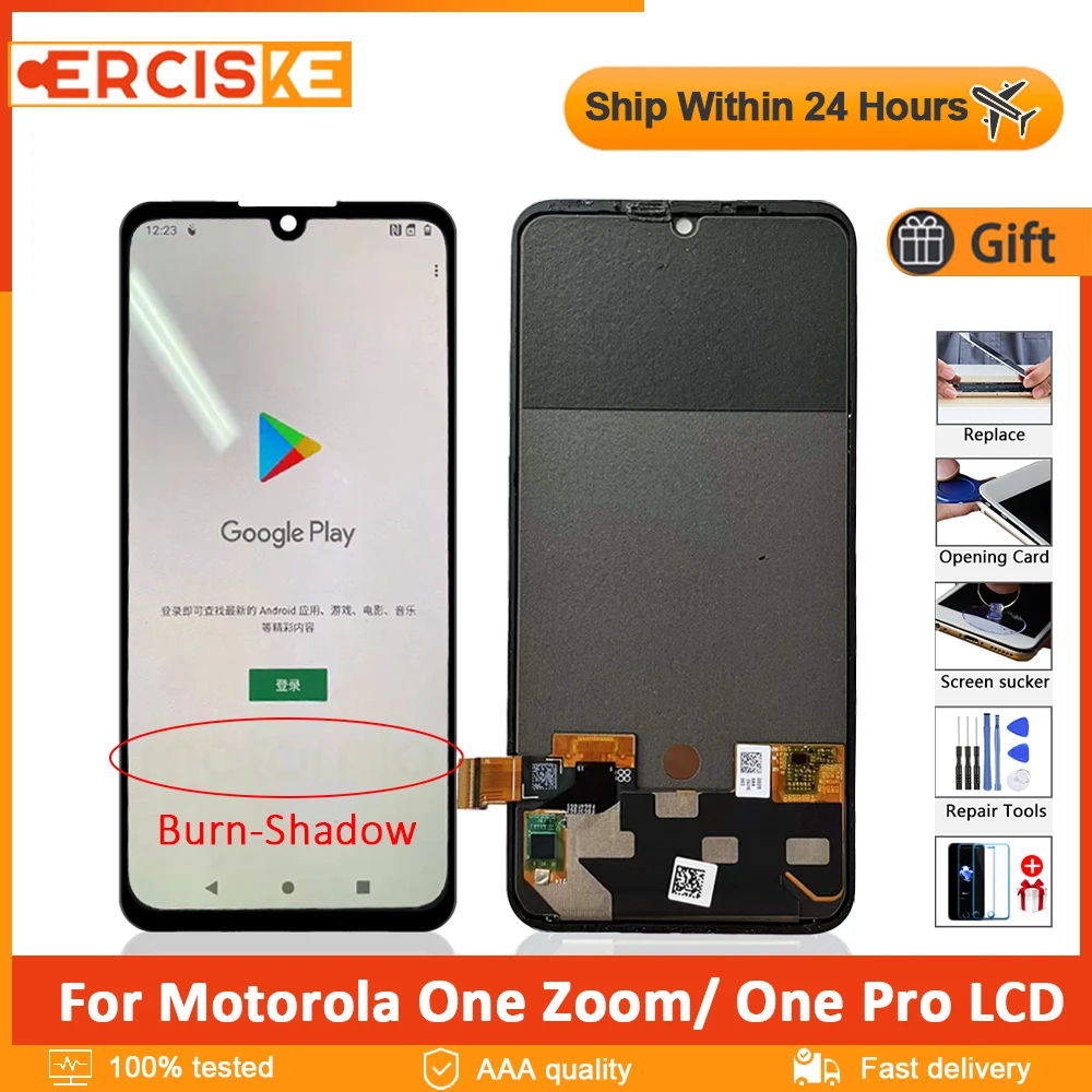 

6.39" Original For Motorola One Zoom LCD Display Touch Screen Digitizer Assembly Panel For Moto One Pro XT2010 LCD Burn-Shadow