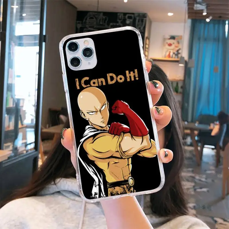 

Anime One Punch Man Phone Case Transparent for iPhone 6 7 8 11 12 s mini pro X XS XR MAX Plus cover funda shell