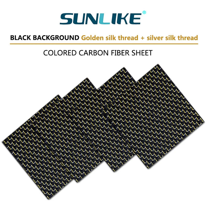

195x240mm 3k Colered Carbon Fiber Sheet Gold And Sivler Thread Weave Glossy Matte Surface Carbon Fiber Panel Plate Board