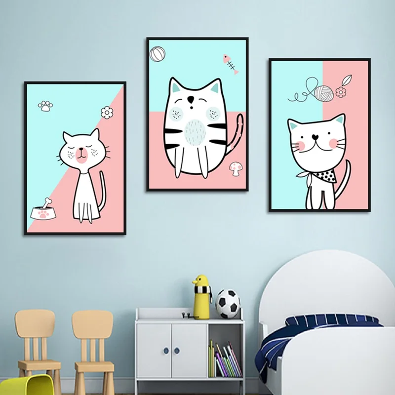 Милый мультяшный Кот постер с аваром печать животных искусство холст живопись