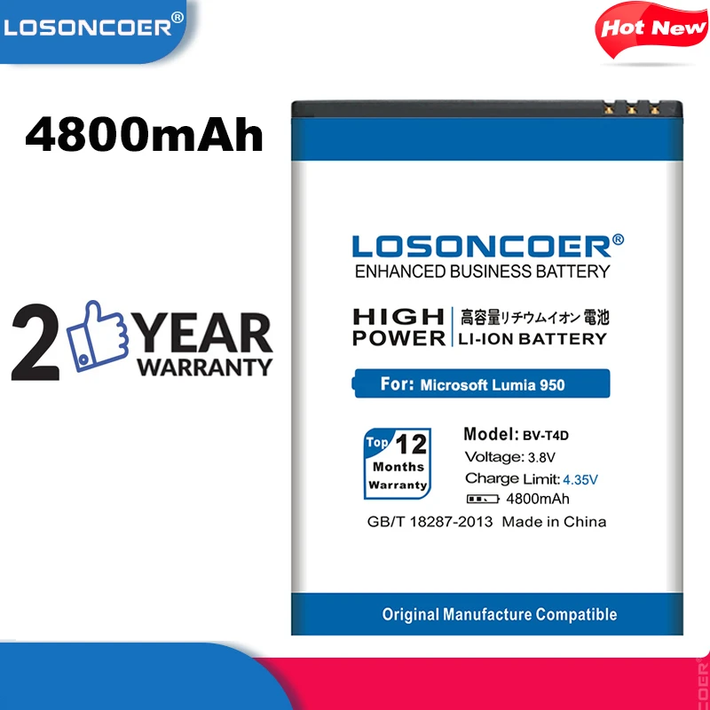 LOSONCOER 4800mAh BV T4D / BVT4D Высококачественная батарея для телефона Microsoft Nokia Lumia 950 XL CityMan 940