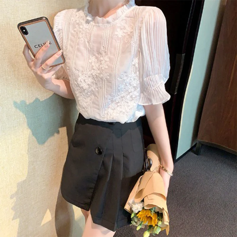 

Cotton T-Shirts Women Clothes Tees Top Summer Solid Color Crop T Shirts Mujer O-Neck Short Sleeves Pullover Slim Blouses Femme