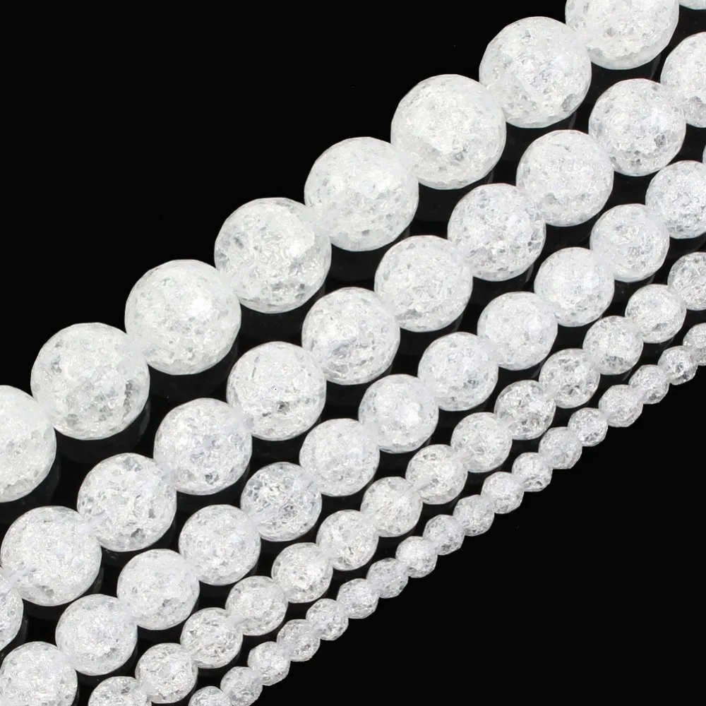 90 шт Камень Натуральный бисер граненый белый круглый треснутый кристалл