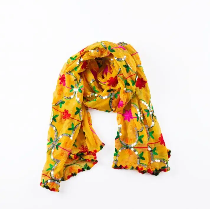 3 цвета индийский сари этнический стиль Женский шарф на весенне летний сезон