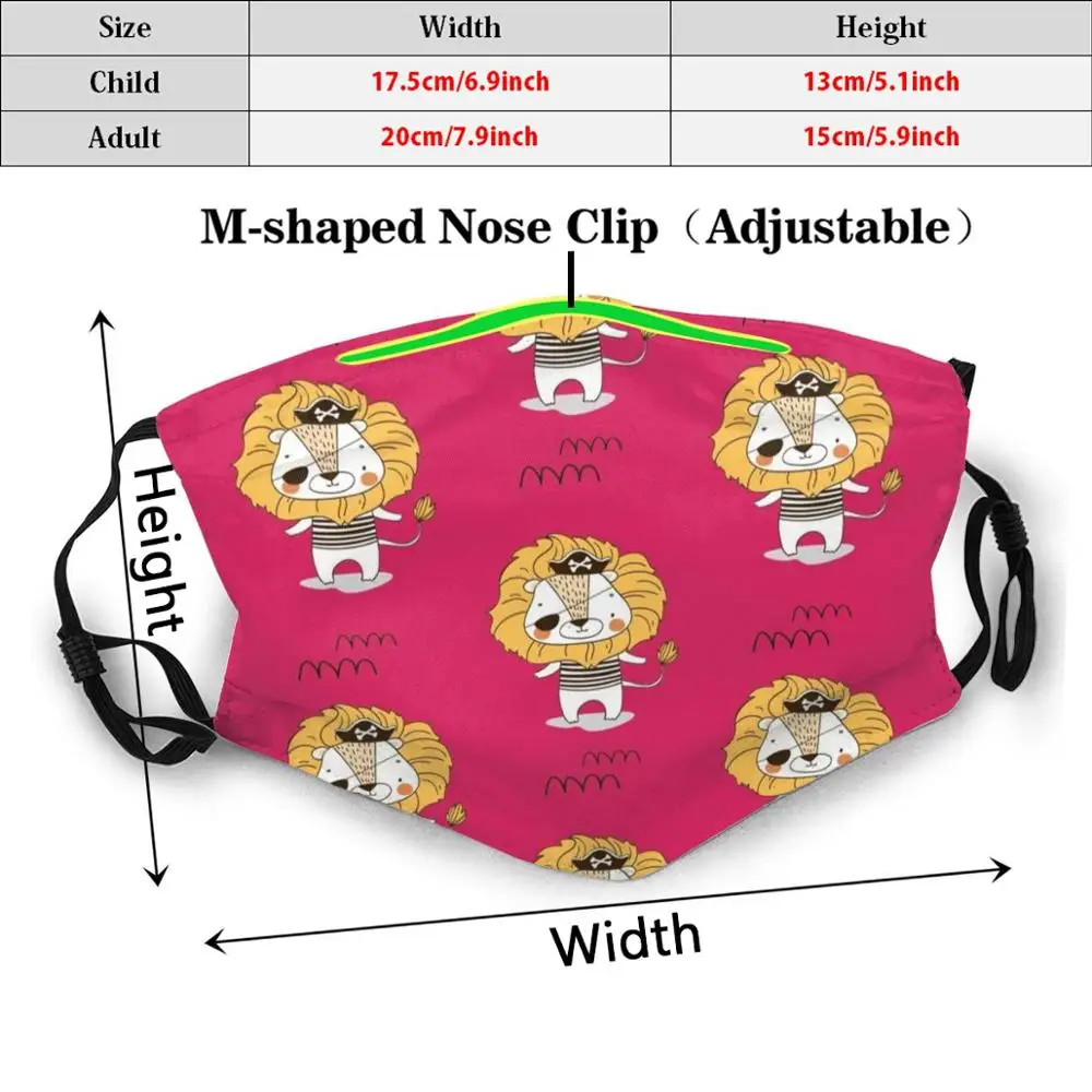 Милый Львенок шаблон для взрослых и детей против пыли фильтр Diy маска милый
