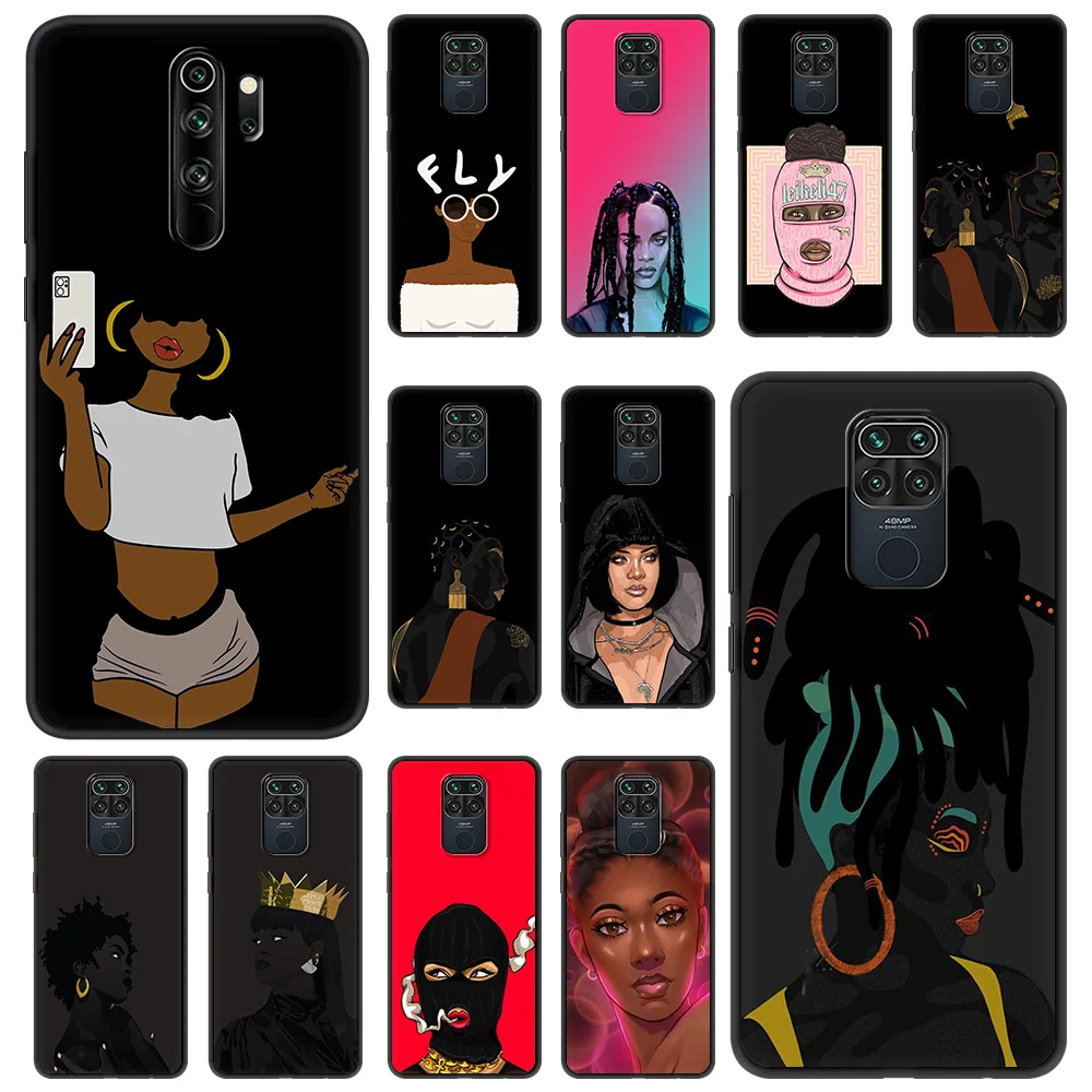 

Afro Girls Black Women Art For Xiaomi Redmi Note 9S 9 8 7 10 Pro 8T 9C 9A 8A K40 Soft TPU Silicone Phone Case Black Cover Coque