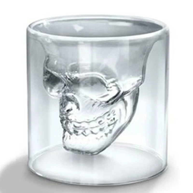 

Skull Head-style Shot Glass Cup Fun Creative Designer Crystal Party Wine Cup Transparent Beer Steins Halloween Gift Tea Cup 2021