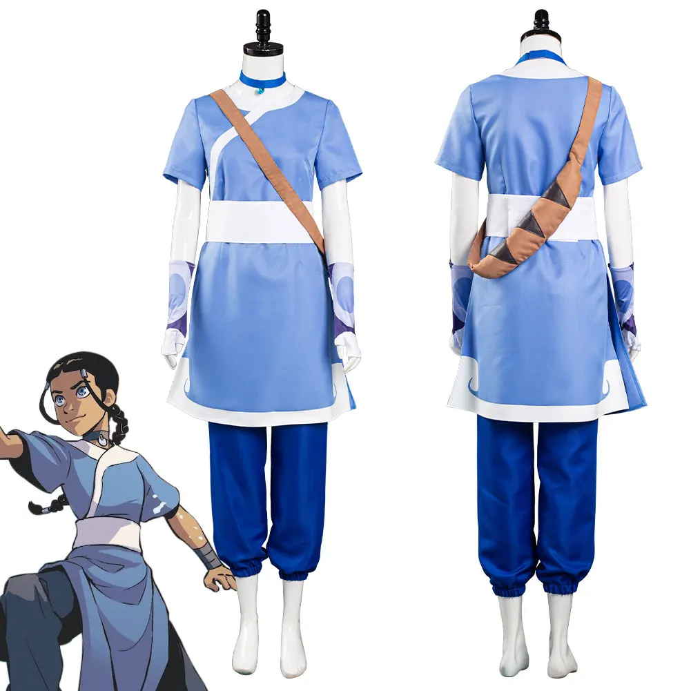 

Anime Avatar the last Airbender Katara Cosplay Costume Halloween Carnival Fancy Suit Outfit Full Set men women autumn clothes