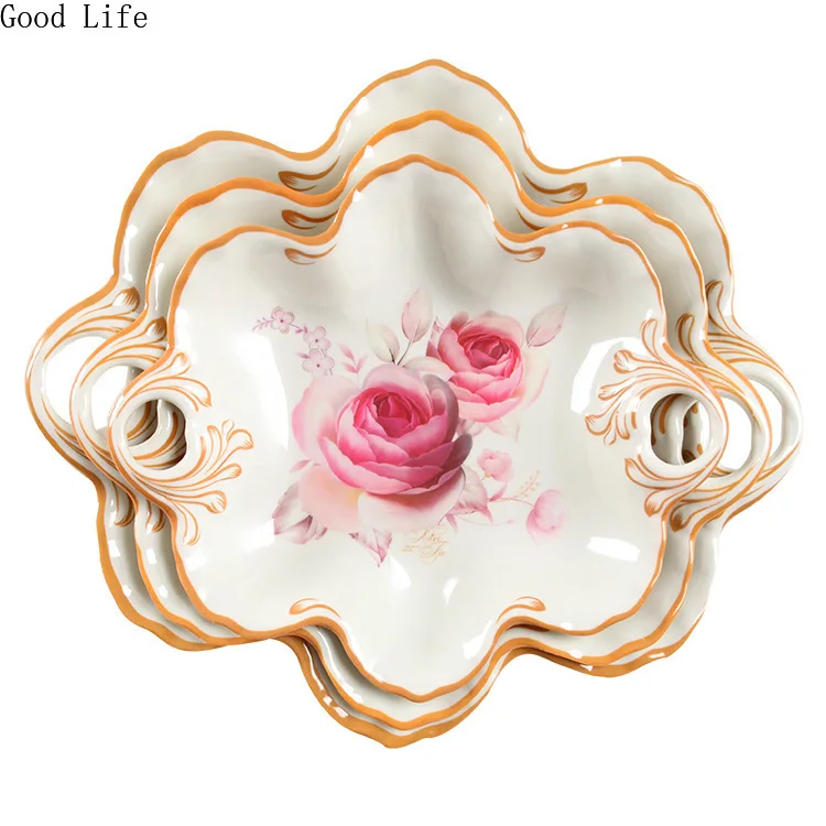 

Melamine Hollow Double Ear Home Fruit Plate Living Room European Creative KTV Commercial Snack Dried Fruit Melon Seed Plate