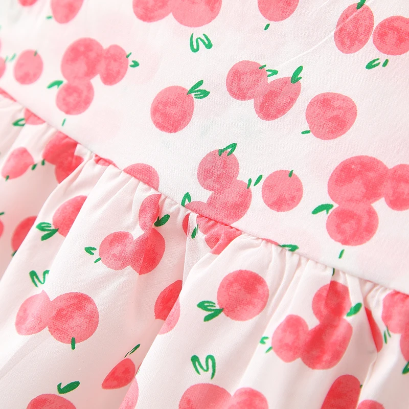 Детское хлопковое платье с лентами для волос принтом|Платья| |