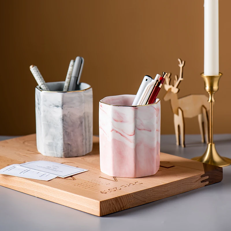 INS мраморная керамическая банка для хранения кистей макияжа ручка нож вилка