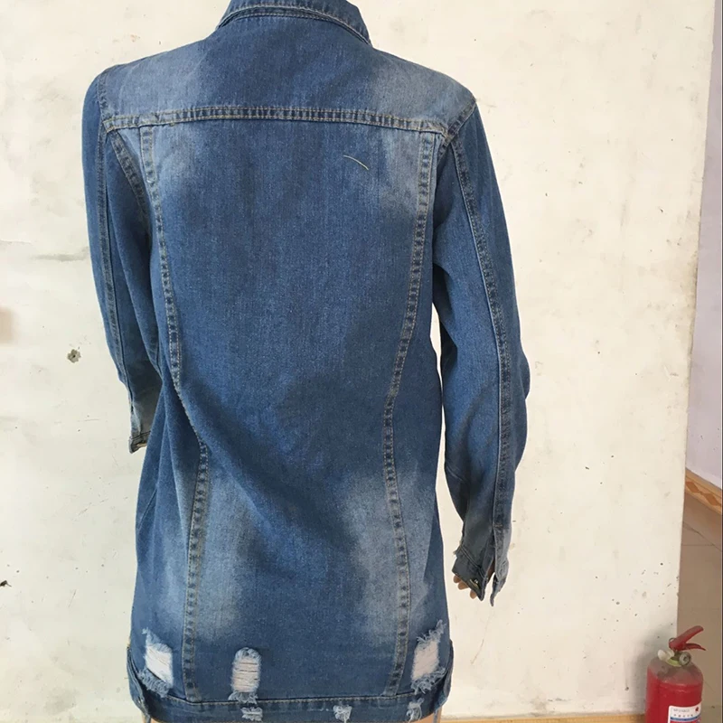 Женские джинсовые куртки с длинным рукавом синее пальто женские осенние зимние