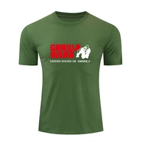 2020 new brand clothing gyms tight cotton t shirt mens gorilla fitness t shirt homme gyms t shirt men fitness summer tees tops