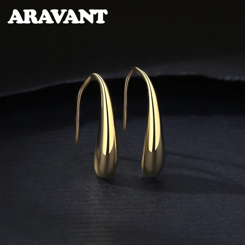 

925 Sterling Silver 18K Gold Water Drop Earring For Women Fashion Wedding Jewelry Gifts