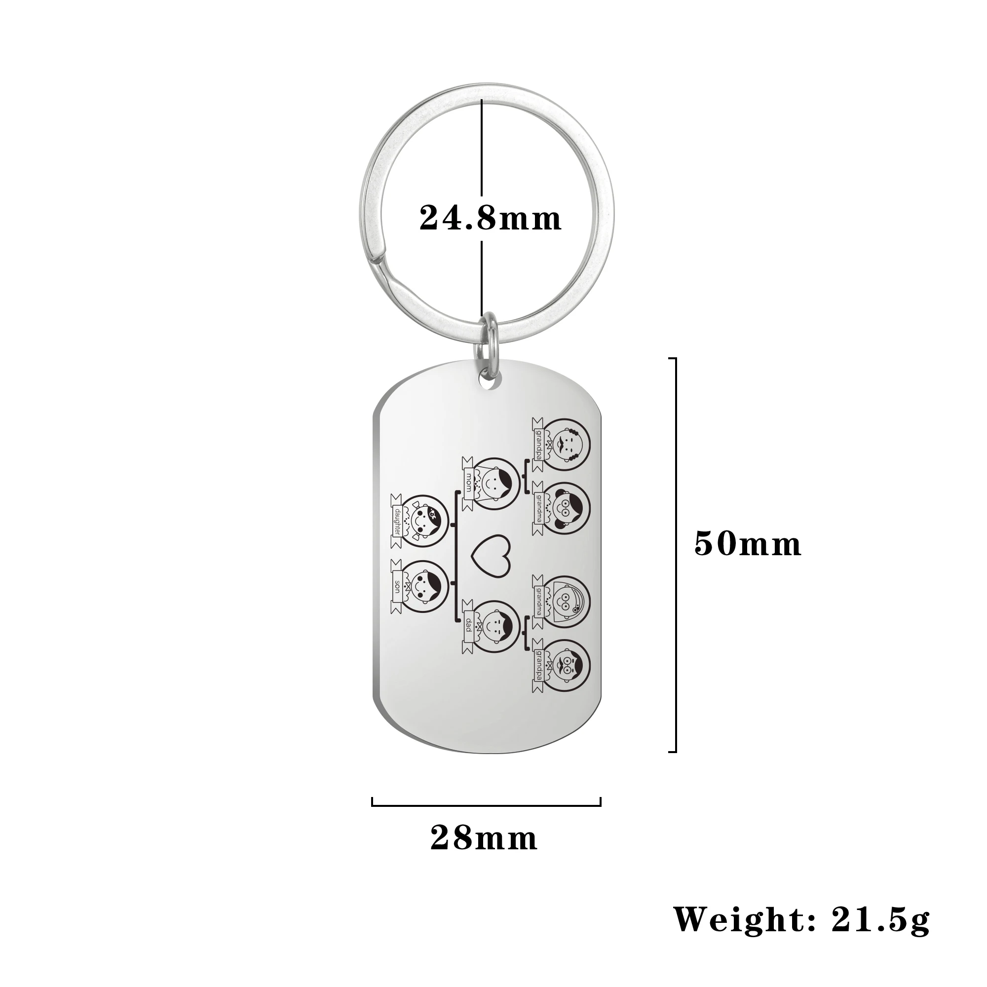 

Lucktune Custom Family Tree Keychain Engraved Family Names Symbol Card Charm Personalized Genealogy Parents Gift Key Ring
