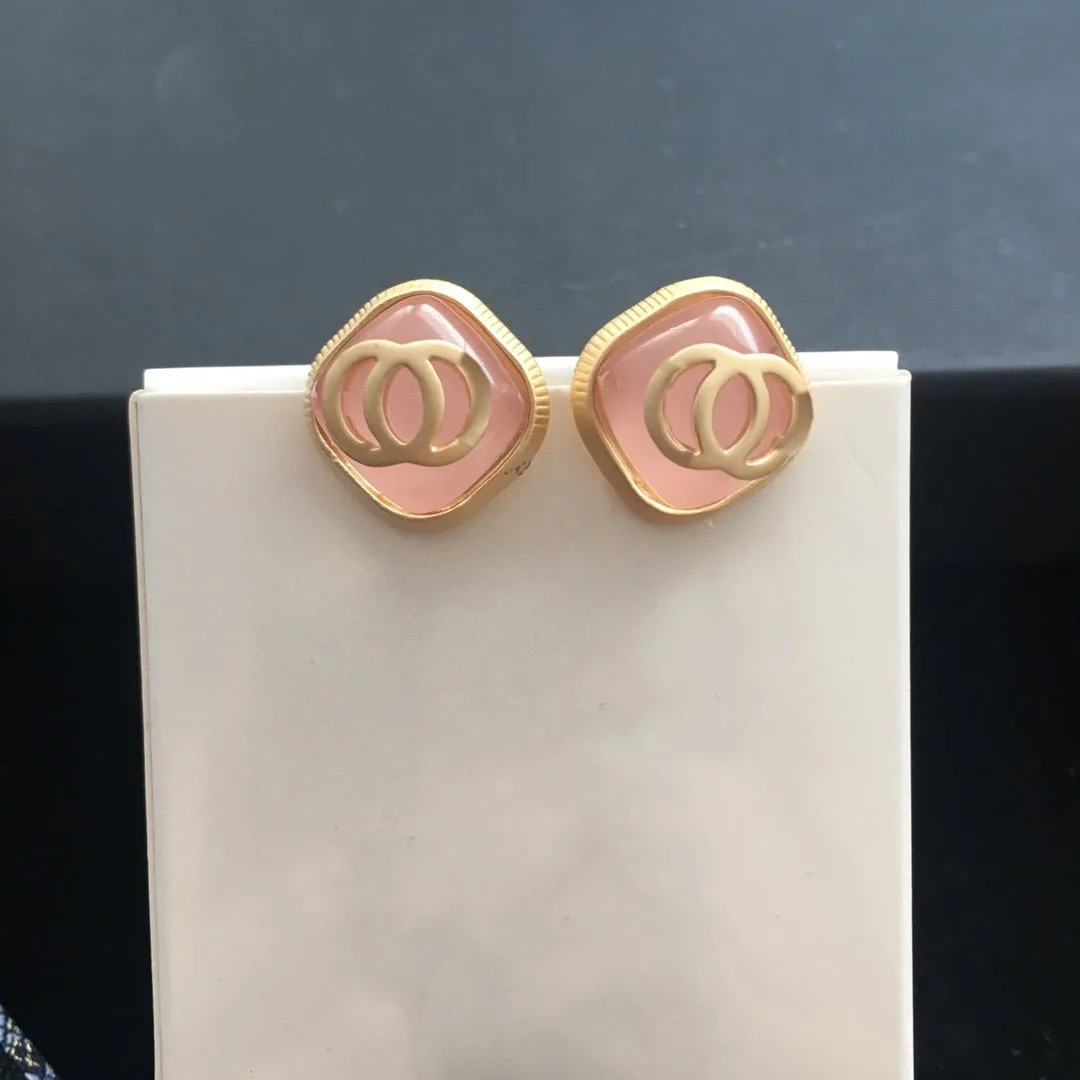 

B168 Brand C alphabet earrings with gold-plated labels and zircon micro-inlaid European and American fashion punk personality