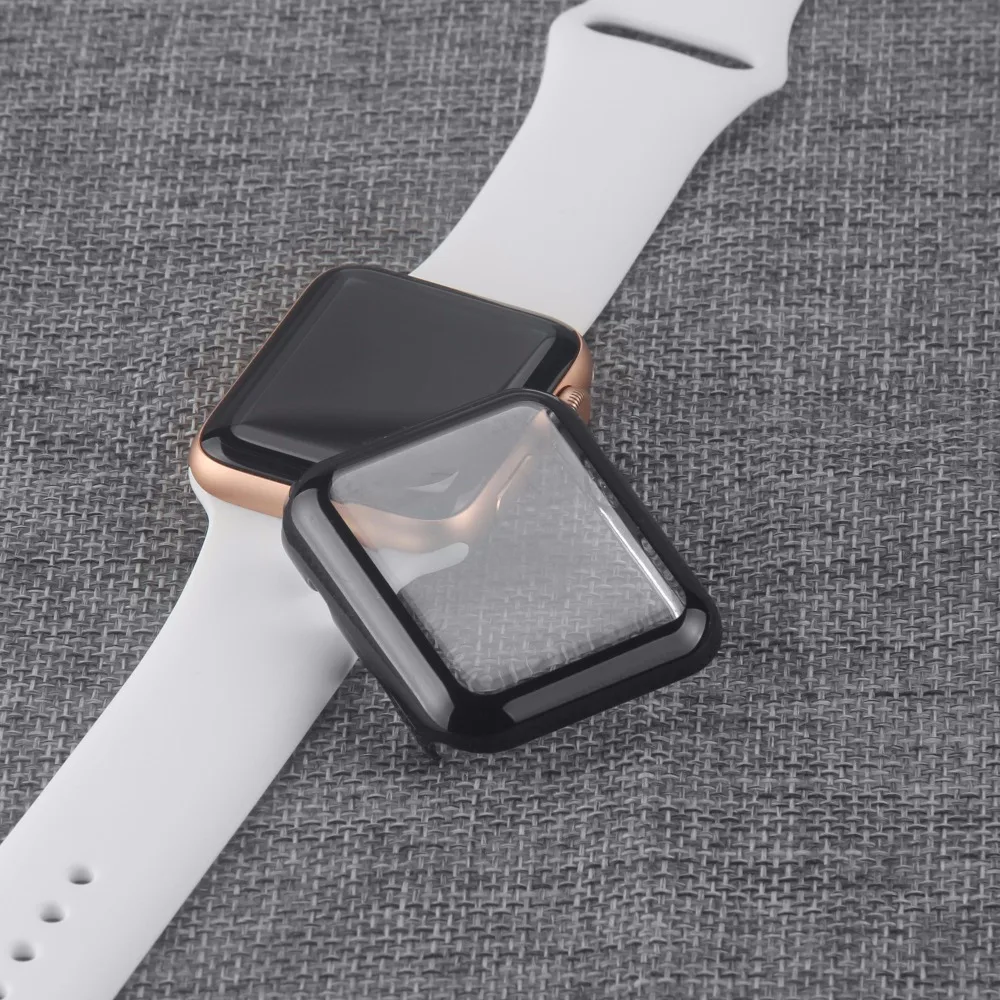 Чехол из поликарбоната для Apple Watch 4, 3 ремешка, защитная лента для экрана 42 мм, 44 мм, 38 мм, 40 мм, защитная пленка 44