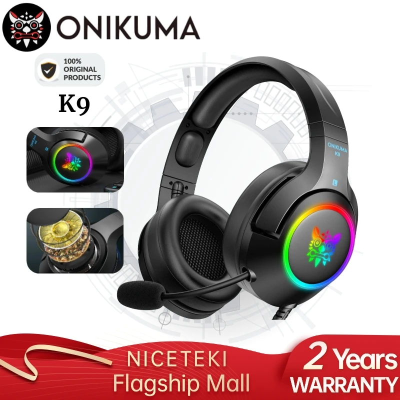 Проводные наушники ONIKUMA K9 с шумоподавлением и микрофоном объемным звуком 7 1 RGB
