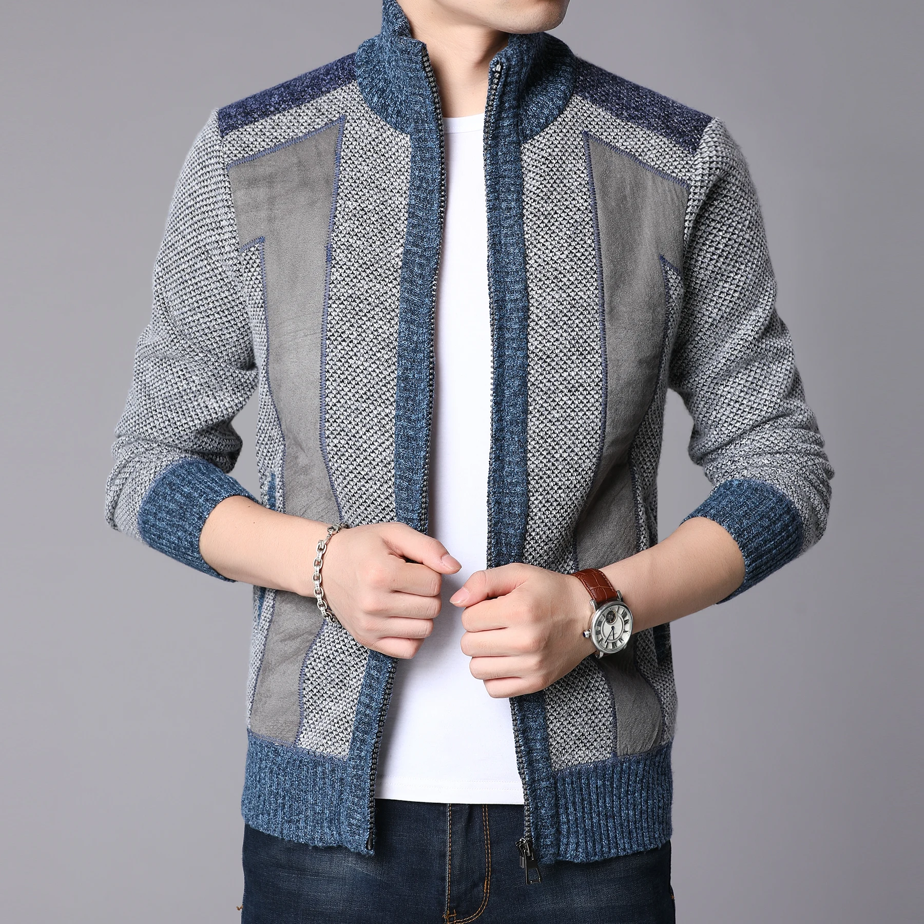 

Мужской теплый свитер, куртка кардиган на молнии, кашемировый, шерстяной