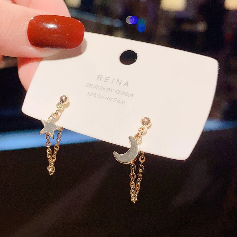 

Asymmetric Xingyue Chain Earrings Internet Celebrity Korean Fresh Simple Graceful and Fashionable Stud Earrings for Women