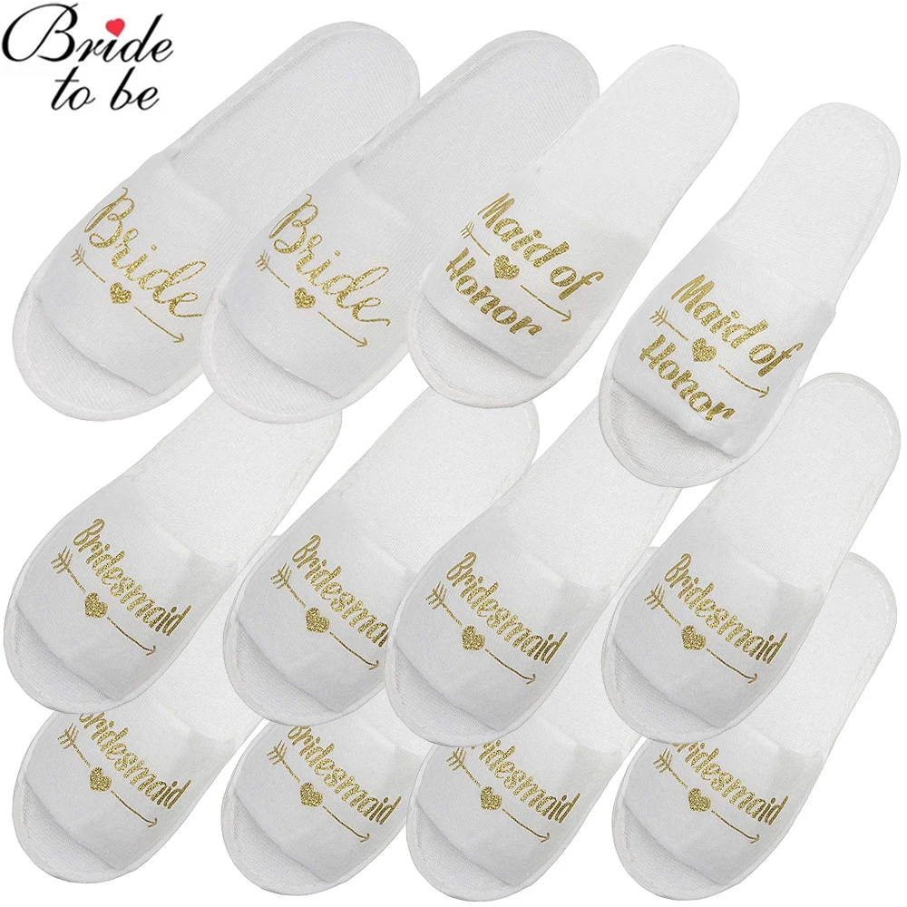 6 pares de zapatillas de novia para despedida de soltera equipo de dama de honor regalo de ducha de novia zapatillas desechables para dama de honor nueva decoraci&oacute;n de boda-0