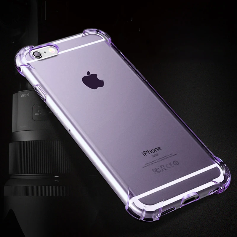 Purple Мягкий чехол с подушкой безопасности на 360 градусов для iphone 11 Pro XS Max XR 7 8 Plus 6 6s X 10 7Plus противоударный прозрачный силиконовый штамп чехол - Цвет: Purple