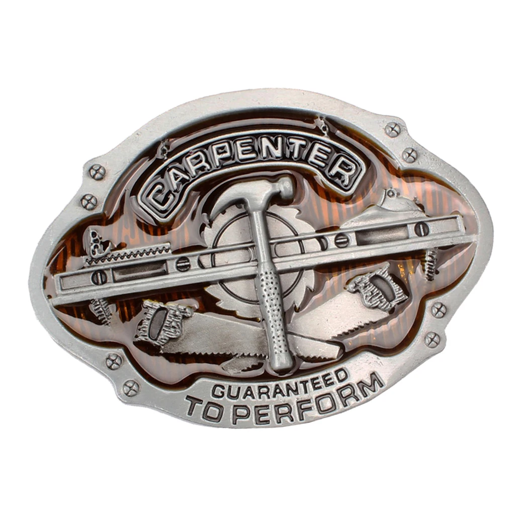 

Men's Retro Cowboy Belt Buckle Metal Carpenter Hammer Saw Tools Buckle DIY