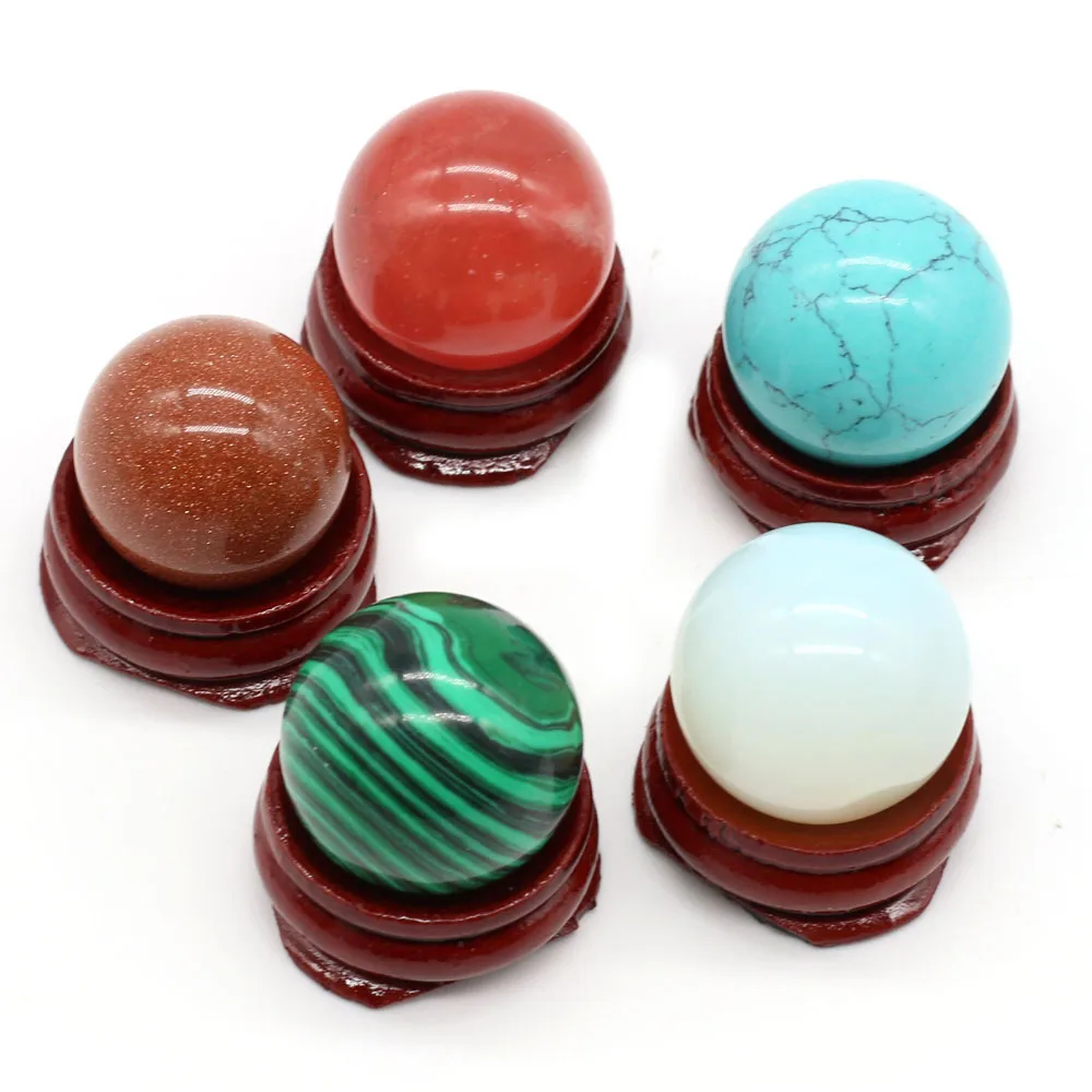 

25MM Natural Gemstone Sphere Feng Shui Home Decoration Reiki Healing Wicca Chakra Crystal Polished Mineral Massage Ball Ornament