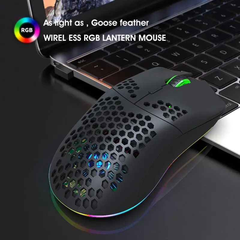 

New Gaming Hole Mouse Rechargeable Wireless Mouse LED Backlit 2.4G Ergonomic Mouse Gamer Desktop For PC Laptop Gaming Mouse 2021