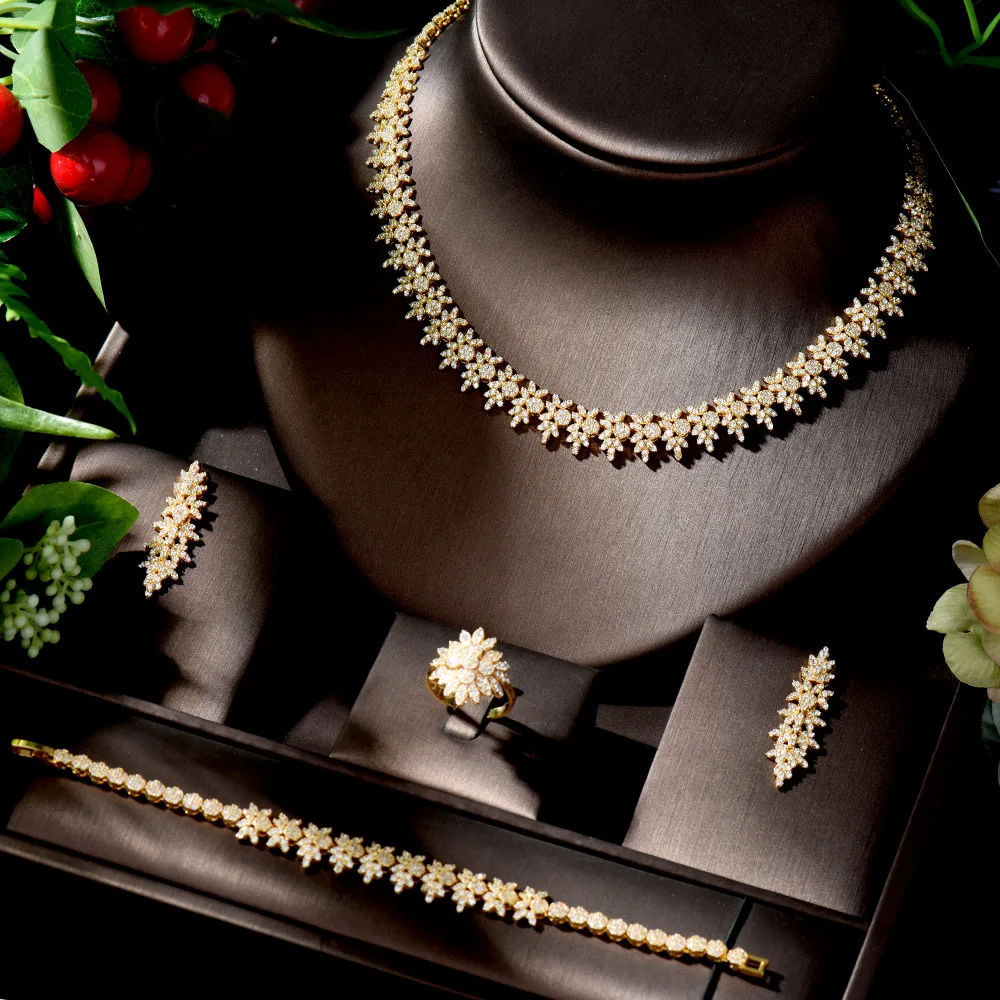 HIBRIDE новый стиль серьги ожерелье AAA CZ вечерние набор украшений для женщин и