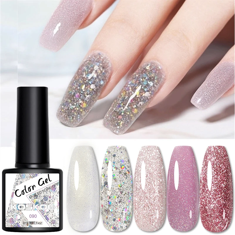 

KOSKOE Блестящий Гель-лак для ногтей 120 Цвет полуперманентный дизайн ногтей гибридные Лаки 8 мл требуется УФ светодиодный ная лампа краска для ...