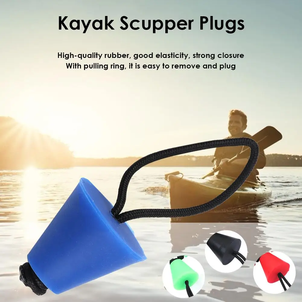 

4pcs Canoe Drain Kayak Scupper Plug Kit Holes Stopper Bung Accessories with Pulling Ring for Outdoor Kayak Scupper