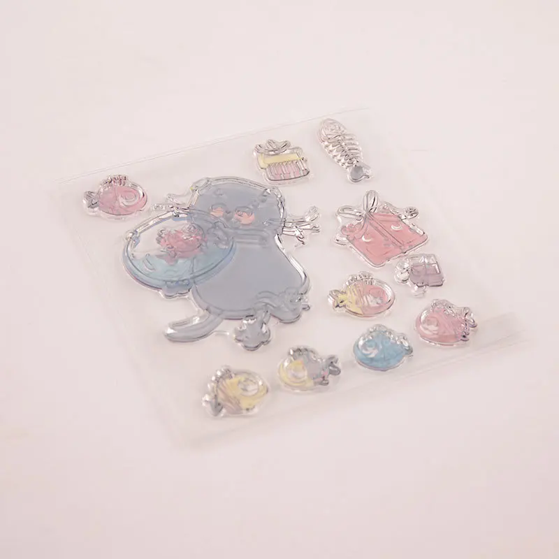 Кошка рыбы прозрачный силиконовый штампы для DIY Скрапбукинг декорирование