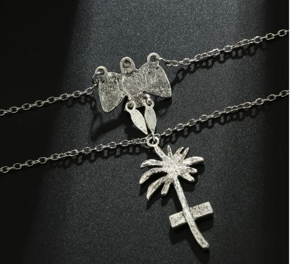 Женское Бохо персональное письмо кокосовое дерево птица цепь многослойный набор