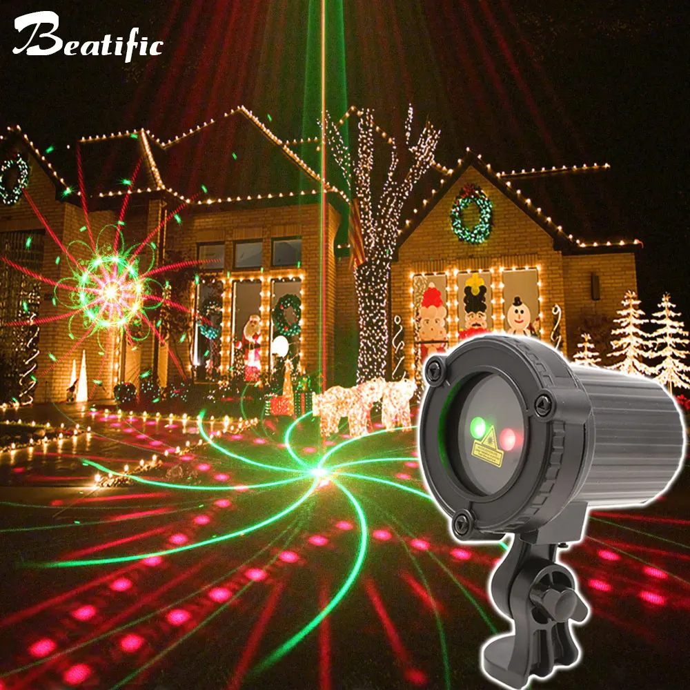 

2PCS/Lot Christmas Laser Lights Outdoor New Year Projector Holiday Decorations Dynamic 32 Patterns with Remote Timer