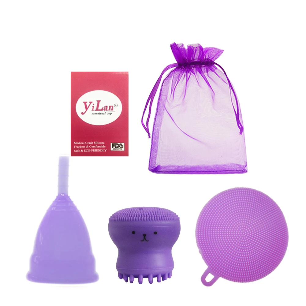 

1 Sets Medical silicone feminine hygiene menstrual disinfection cup wash face brush cleaning brush & Women's health care