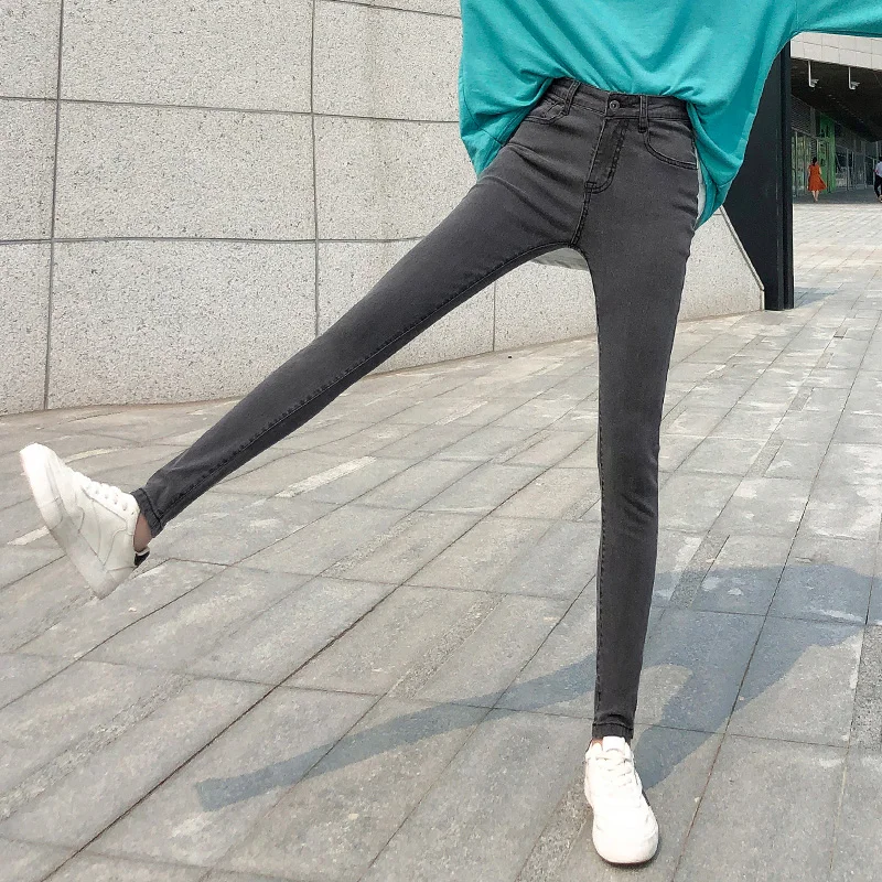 

2020 Women Stretch High Waist Oversized Jeans Lady Plus Size Skinny Pants Push Up Leggings Jeans Student Basic Pencil Trousers